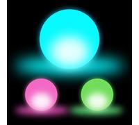 Relaxdays Lampions boules LED, lot de 3, changement de couleurs, éclairage d’ambiance, globes, déco, D : 7,5 cm, blanc