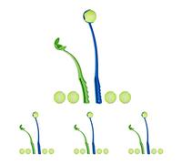 Relaxdays Lanceur de Balle pour Chiens, Lot de 8, Lanceur de balles, 20 balles de Tennis incluses, pour Chien, Bleu/Vert