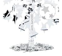 Relaxdays Lanceur de confettis canon cotillons 40 cm décoration portée 6-8 m fête nouvel an, étoile argentée