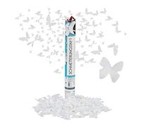 Relaxdays Lanceur de confettis, Party Popper Papillons 40 cm, Mariage fiançailles cotillons, Blanc, 40 x 5 cm