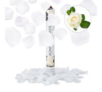 Relaxdays 10021772 Lanceur de confettis canon cotillons doré or 40 cm décoration mariage anniversaire fête portée 6-8 m pétales roses blanches, blanc
