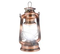 Relaxdays Lanterne tempête LED Lampe retro comme décoration de fenêtre ou lampe jardin à piles cuivrée
