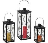 relaxdays Lanternes noires en lot de 3
