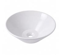 Relaxdays Lavabo à poser, sans perçage, 15 x 41,5 cm, blanc | sans trop-plein, céramique, effet lotus, lavabo rond, pour petites salles de bains & WC invités