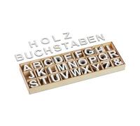 Relaxdays Lettre et esperluette, en Bois, Set de 324 pièces, Hauteur de Chaque 3 cm, pour décorer ou bricoler, Blanches