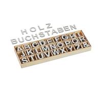 Relaxdays Lettre et esperluette, en Bois, Set de 324 pièces, Hauteur de Chaque 3 cm, pour décorer ou bricoler, Grises
