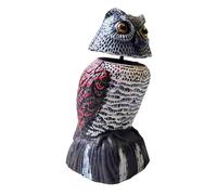 Relaxdays Leurre Hibou Anti-Oiseaux oscillant 20x10x9 cm Gris/Rouge pour Jardin et Balcon