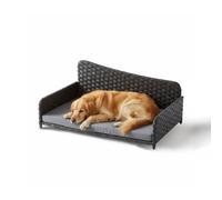 Relaxdays Lit chien rotin synthétique coussin