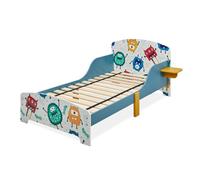 Relaxdays Lit Enfant, HxLxP: 60x94x143 cm, Tablette, Protections, sommier à Lattes, Motifs Monstres, MDF, Multicolore