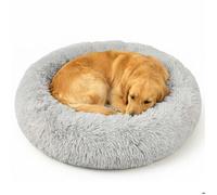 Relaxdays lit moelleux pour chien lit rond pour chat Ø 100 cm coussin lavable pour chiens moyens gris