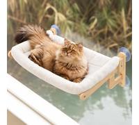relaxdays Lit pour Chat à ventouses pour fenêtre avec Coussin Beige | Hamac pour chat