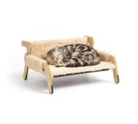 Relaxdays Lit pour chat moelleux, fauteuil hamac sur pied, beige/nature, H x l x P: 28,5 x 53 x 45,5 cm, couchage en pin