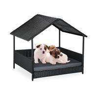 Relaxdays Lit pour Chien avec Toit Pare-Soleil, lit surélevé pour extérieur, 81 x 90 x 68 cm, Anthracite, Acier, Polyester, Plastique