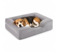 Relaxdays Lit pour Chiens Petits/Moyens, H x L x P : 17 x 71 x 58 cm, Gris | orthopédique, lit chien, étanche, lavable, mousse à mémoire, canapé pour chien, polyester, articulations préservées, rebord