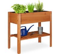 relaxdays Lit surélevé en bois avec compartiment de rangement