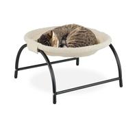Relaxdays Lit surélevé pour Votre Chat, siège Moelleux et Armature Solide, H x L x P : 25 x 45 x 42 cm, Beige et Noir