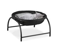 Relaxdays Lit surélevé pour Votre Chat, siège et Armature, en Polyester et Acier, H x L x P : 25 x 44 x 42 cm, Noir