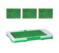 Relaxdays Litière pour Chien, 4X Tapis de pelouse, en Plastique, H x L x P : 5,5x45,5x33 cm, intérieur, Blanc et Vert