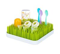Relaxdays Litte Choice Sèche-biberons égoutte-biberons Gazon Herbe Verte, Plastique, 23 x 23 cm, Vert/Blanc