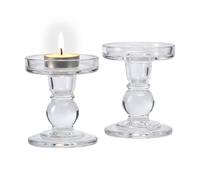 Relaxdays Lot 2 bougeoirs en verre