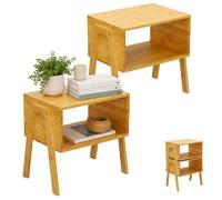 Relaxdays Lot 2 tables de chevet bambou empilables