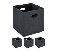Relaxdays Lot 4 boîtes de rangement en anthracite