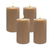 Relaxdays Bougies LED sans Flamme, Cire Vraie, Flamme vacillante, Lot de 4, 13 x 7,5 cm, Moka-Mousse