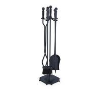 Relaxdays Couverts de cheminée, Lot de 5 pièces, tisonnier, Pelle, Balai à Cendres, Pince, serviteur, poêle Bois, Noir