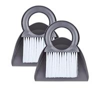 Relaxdays Lot Balai de Table, 2 Sets, Brosse & Pelle, Mini balayette pour Cuisine & Camping, à accrocher, Gris - Blanc