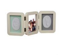 Relaxdays Lot Cadre Photo et Moulage pour bébé, Empreinte Main, Pied et 1 Photo, H x L : 21 x 49 cm, crème