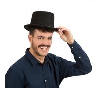 Relaxdays Lot de 10 chapeaux haut-de-forme noirs pour Halloween, fête costumée, magicien, taille unique, pour homme Byron, noir