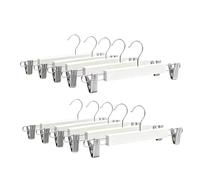 Relaxdays Lot de 10 cintres à Pinces en Bois et métal, 12×36×1,2 cm, pour Pantalons et Jupes, Blanc