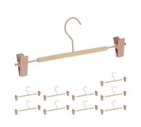 relaxdays Cintres Pinces, Lot de 10, 2 Pinces, Clips pour Pantalons et Jupes, HxLxP: 11,5 x 30,5 x 3 cm, Rose/Nature