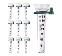 Relaxdays Lot de 10 pluviomètres, Fixation, Accessoire de Mesure pour Jardin, 35 mm/m², Plastique, Transparent - Vert