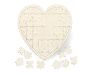 Relaxdays Lot de 10 puzzles coeur mariage en bois