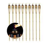 Relaxdays Lot de 10 torches de jardin en bambou avec mèche, torches à huile, torches d’ambiance pour l’extérieur, hauteur : 90 cm - Naturel