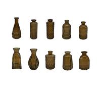 Relaxdays Vases, Lot de 10, texturés, Vintage, Verre, H : 10-14,7 cm, Petites vases déco, Marron
