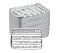 Relaxdays Barquette en Aluminium, lot Pratique de 100, avec Fentes, supportant jusqu'à 260°C, 34 x 22 cm, argenté