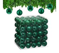 Relaxdays Boule de Noël, lot Pratique de 100, Plastique Robuste, pour décorer Le Sapin, diamètre : 6 cm, Vert foncé