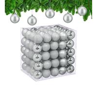Relaxdays Boule de Noël, lot Pratique de 50, en Plastique Robuste, pour Le Sapin, diamètre : 6 cm, argentée