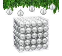 Relaxdays Boule de Noël, lot Pratique de 100, Mate, Plastique Robuste, pour Le Sapin, diamètre : 6 cm, argentée