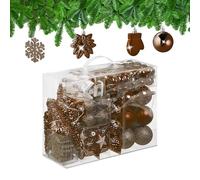 Relaxdays Lot de 100 Boules de Noël pailletées Mates et Brillantes en Plastique - 10 Motifs - Marron - 24 x 30 x 12 cm