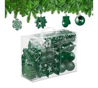 Relaxdays Lot de 100 Boules de Noël pailletées Mates et Brillantes en Plastique - 10 Motifs - Vert - 24 x 30 x 12 cm
