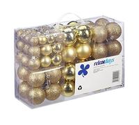 Relaxdays, Lot de 100, Décoration, polies, scintillantes et luisantes, Boule de Noël ∅ 3, 4&6 cm, doré, polystyrène, or, 7 x 6 x 6 cm