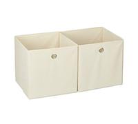 Relaxdays Lot de 12 boîtes de rangement en tissu carré pour étagère - 30 x 30 x 30 cm - Beige