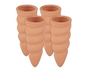 Relaxdays Lot de 12 cônes d'argile pour arrosage des Plantes pour Bouteilles de 1,5 l, Aide à l'arrosage, H x D : 11,5 x 4,5 cm, Terre Cuite