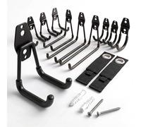 Relaxdays Lot de 12 crochets muraux, porte-outils garage/jardin, noir