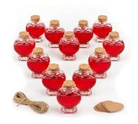 Relaxdays Lot de 12 flacons cœur en verre