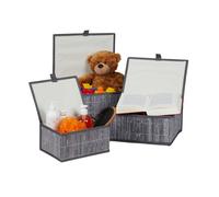 Relaxdays Lot de 12 paniers de rangement en bambou