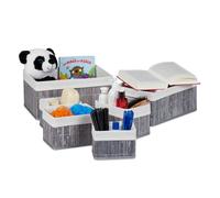 Relaxdays Lot de 12 paniers de rangement gris
